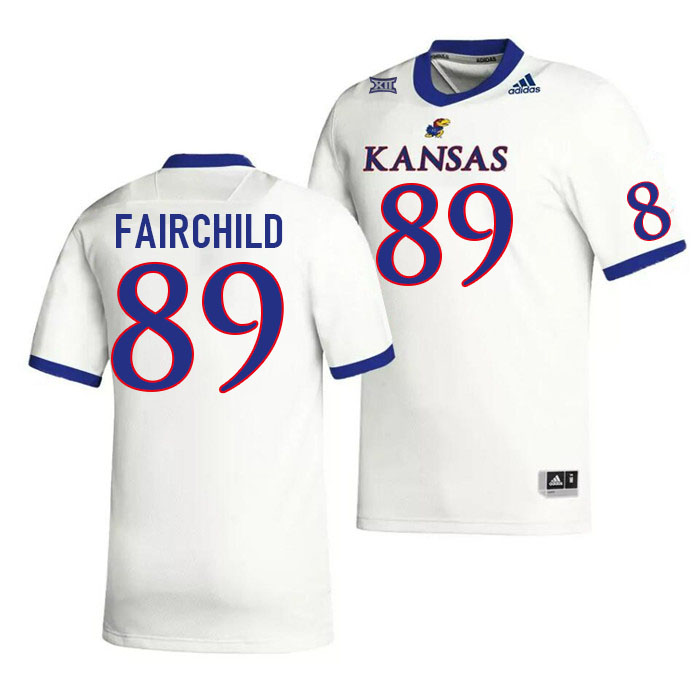 Men #89 Mason Fairchild Kansas Jayhawks College Football Jerseys Stitched Sale-White